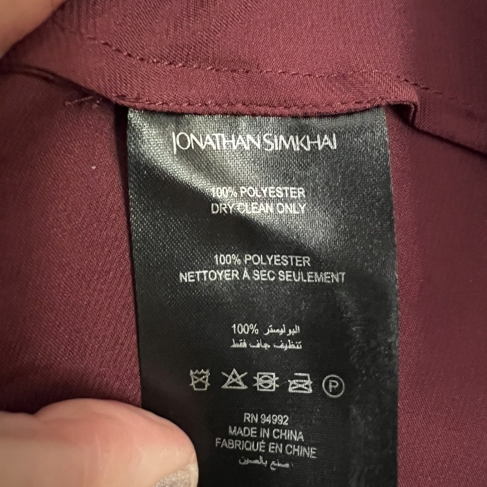 Jonathan Simkhai Wanda Pleated Blouse In Mulberry Size 6 - Picture 5 of 10